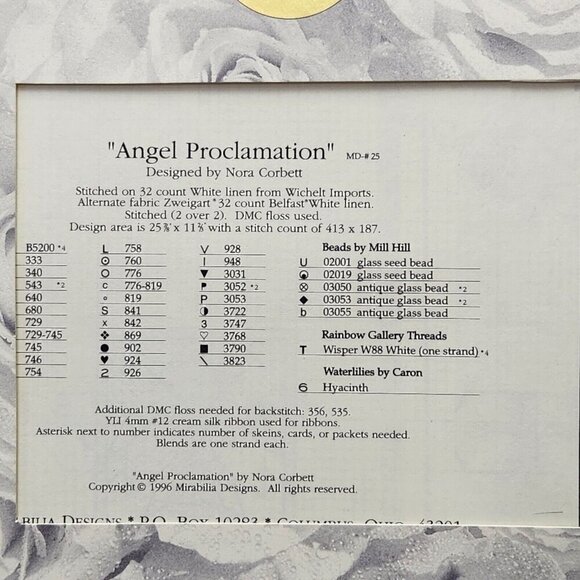 Mirabilia‎ Cross Stitch Pattern Angel Proclamation 1996 MD25 NEW Sealed OOP - Picture 3 of 4